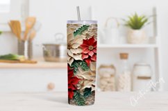3D Embroidered Christmas Flowers Tumbler Wrap PNG Product Image 2