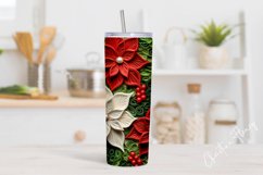3D Embroidered Christmas Flowers Tumbler Wrap PNG Product Image 2