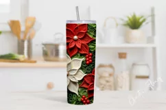3D Embroidered Christmas Flowers Tumbler Wrap PNG Product Image 2