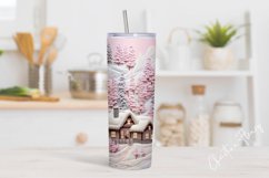 3D Embroidered Pink Winter Tumbler Wrap PNG Product Image 2