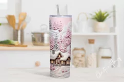 3D Embroidered Pink Winter Tumbler Wrap PNG Product Image 2
