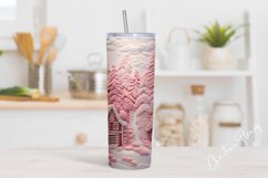3D Embroidered Pink Winter Tumbler Wrap PNG Product Image 2