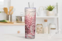 3D Embroidered Pink Winter Tumbler Wrap PNG Product Image 2