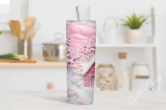 3D Embroidered Pink Winter Tumbler Wrap PNG Product Image 2