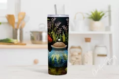 3D Embroidered Mushroom Teapot Tumbler Wrap PNG Product Image 2