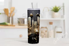 3D New Years Eve City Tumbler Wrap PNG Product Image 2