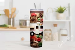 3D Western Christmas Camper Van Tumbler Wrap PNG Product Image 2
