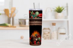 3D Western Christmas Cowboy Fireplace Tumbler Wrap PNG Product Image 2