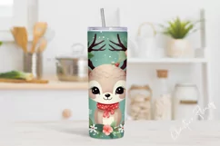 Cute Christmas Reindeer Tumbler Wrap PNG Product Image 2