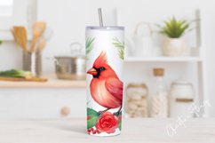 Cute Watercolor Christmas Cardinal Tumbler Wrap PNG Product Image 2