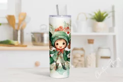 Cute Watercolor Christmas Carolers Tumbler Wrap PNG Product Image 2