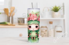 Cute Watercolor Christmas Elf Tumbler Wrap PNG Product Image 2