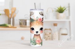 Cute Watercolor Christmas Reindeer Tumbler Wrap PNG Product Image 2