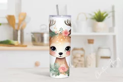 Cute Watercolor Christmas Reindeer Tumbler Wrap PNG Product Image 2