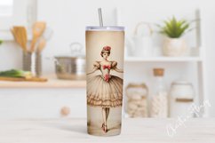 Vintage Watercolor Christmas Ballerina Tumbler Wrap PNG Product Image 2
