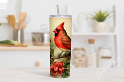 Vintage Watercolor Christmas Cardinal Tumbler Wrap PNG Product Image 2