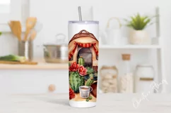 Watercolor Western Camping Tumbler Wrap PNG Product Image 2