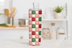 Inflated Checkered Christmas Tumbler Wrap PNG Product Image 2