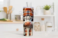 3D Fall Highland Cow Tumbler Wrap PNG | Fall PNG Product Image 2