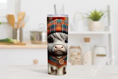 3D Fall Highland Cow Tumbler Wrap PNG | Fall PNG Product Image 2
