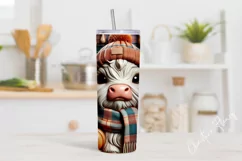 3D Fall Highland Cow Tumbler Wrap PNG | Fall PNG Product Image 2