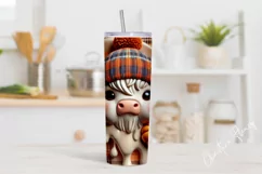 3D Fall Highland Cow Tumbler Wrap PNG | Fall PNG Product Image 2