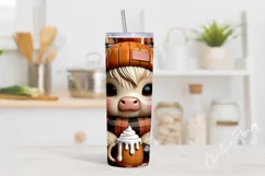 3D Fall Highland Cow Tumbler Wrap PNG | Fall PNG Product Image 2