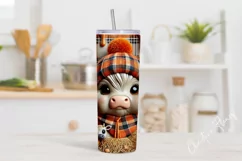 3D Fall Highland Cow Tumbler Wrap PNG | Fall PNG Product Image 2