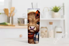 Cute Fall Highland Cow Tumbler Wrap PNG | Fall PNG Product Image 2