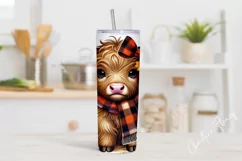 Cute Fall Highland Cow Tumbler Wrap PNG | Fall PNG Product Image 2