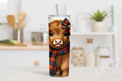 Cute Fall Highland Cow Tumbler Wrap PNG | Fall PNG Product Image 2