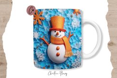 Orange 3D Snowman Mug Wrap | Mug Sublimation Product Image 1