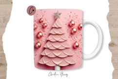 3D Pink Christmas Tree Mug Wrap | Mug Sublimation Product Image 1