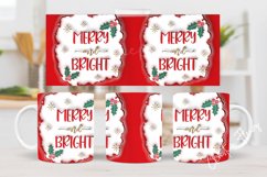 3D Inflated Merry &amp; Bright Mug Wrap | Mug Sublimation Product Image 2