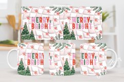 3D Inflated Merry &amp; Bright Mug Wrap | Mug Sublimation Product Image 2