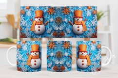 Orange 3D Snowman Mug Wrap | Mug Sublimation Product Image 2