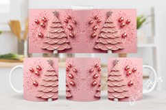 3D Pink Christmas Tree Mug Wrap | Mug Sublimation Product Image 2