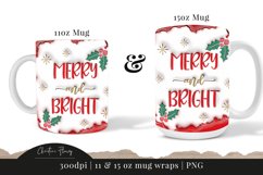 3D Inflated Merry &amp; Bright Mug Wrap | Mug Sublimation Product Image 3