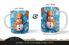 Orange 3D Snowman Mug Wrap | Mug Sublimation Product Image 3