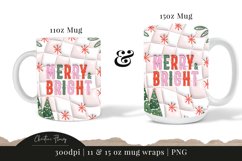 3D Inflated Merry &amp; Bright Mug Wrap | Mug Sublimation Product Image 3