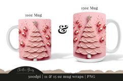 3D Pink Christmas Tree Mug Wrap | Mug Sublimation Product Image 3