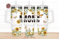 Custom Mom Sunflower And Butterflies 40oz Tumbler Wrap Product Image 1