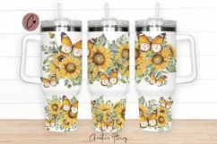 Sunflowers And Butterflies 40oz Tumbler Wrap Product Image 1