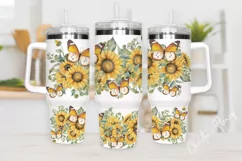 Sunflowers And Butterflies 40oz Tumbler Wrap Product Image 2