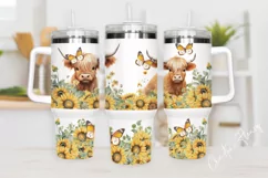 Highland Cow Sunflower 40oz Tumbler Wrap, 40 oz Quencher Product Image 2