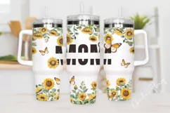 Custom Mom Sunflower And Butterflies 40oz Tumbler Wrap Product Image 2