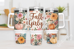 Floral Fall Girly 40oz Tumbler Wrap Product Image 2