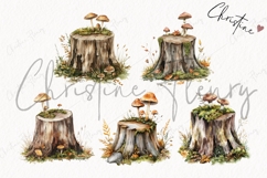 Mushroom Tree Stump Clipart Bundle Product Image 4