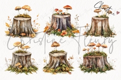 Mushroom Tree Stump Clipart Bundle Product Image 5