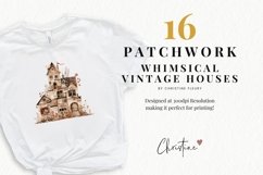 Patchwork Vintage Houses Clipart | Whimsical PNG Product Image 2